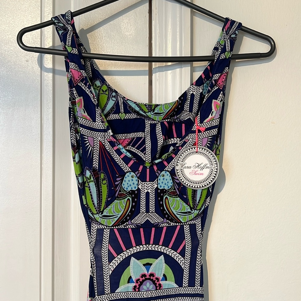 NWT Mara Hoffman Swim Modal Cut-Out Maxi Dress in Jersey Ananda Navy peacock S